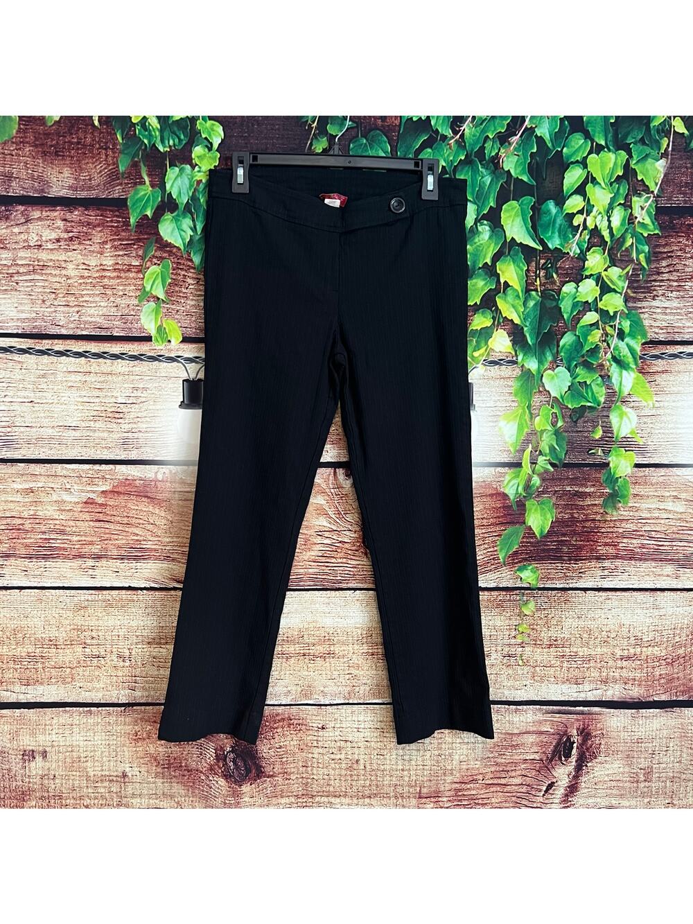 Celine By Champion Black Slacks Girls Stretch Crop Dress Pants Straight Leg Rib